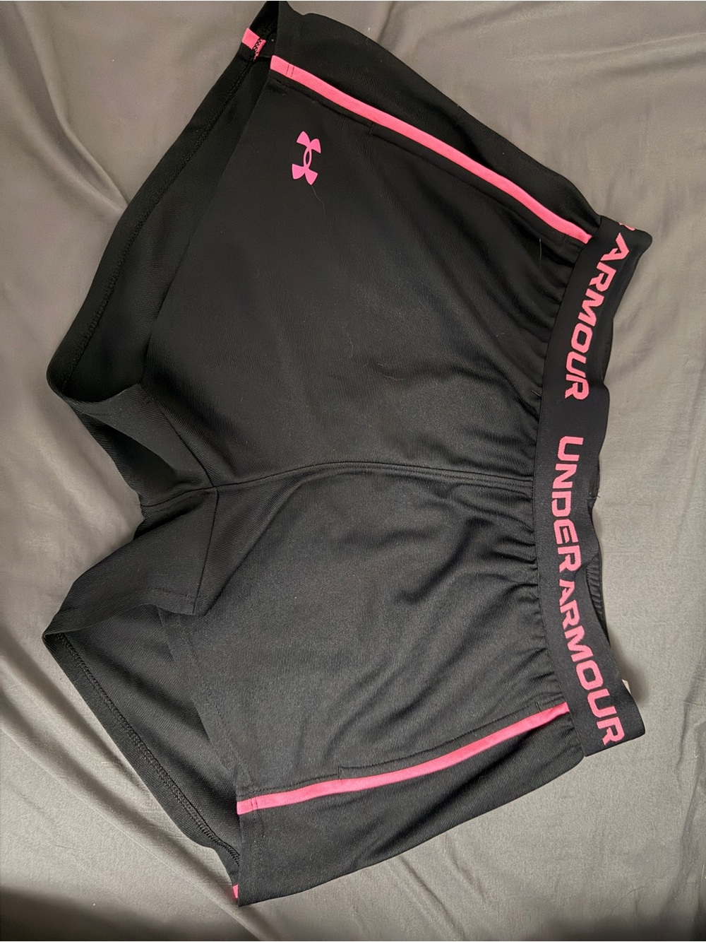 Under Armour Black Athletic Shorts with Pink Accents